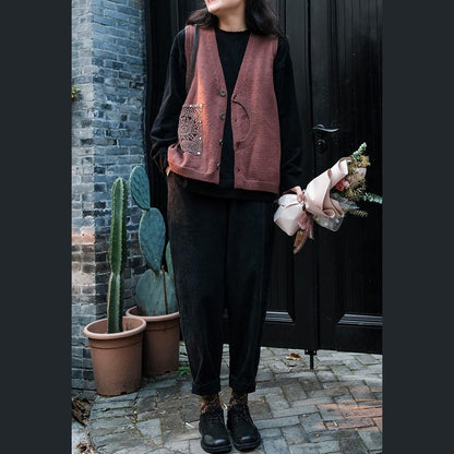 Aesthetic Green Casual V Neck Button Down Sweaters - SooLinen