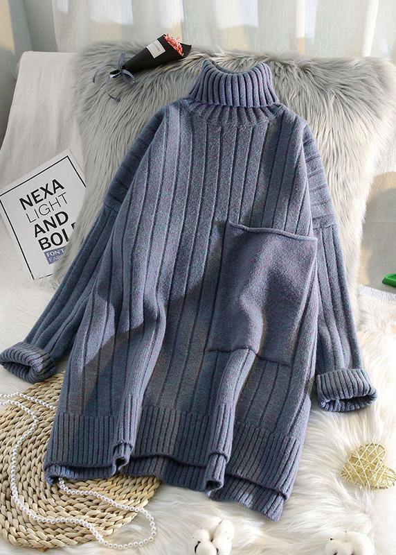 Aesthetic high neck beige knit sweat tops spring fashion low high designknit blouse - SooLinen