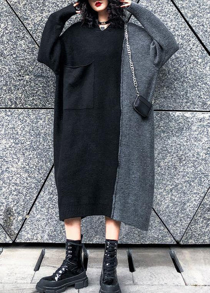 Aesthetic winter Sweater patchwork Aesthetic Vintage gray knitwear - SooLinen