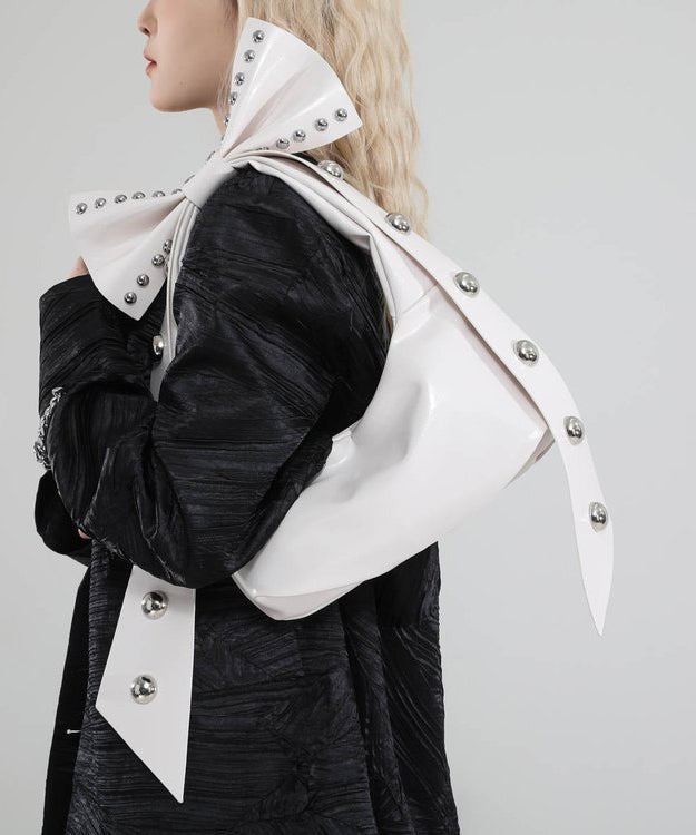 American Style Red Bow Design Rivet Hobo Bag