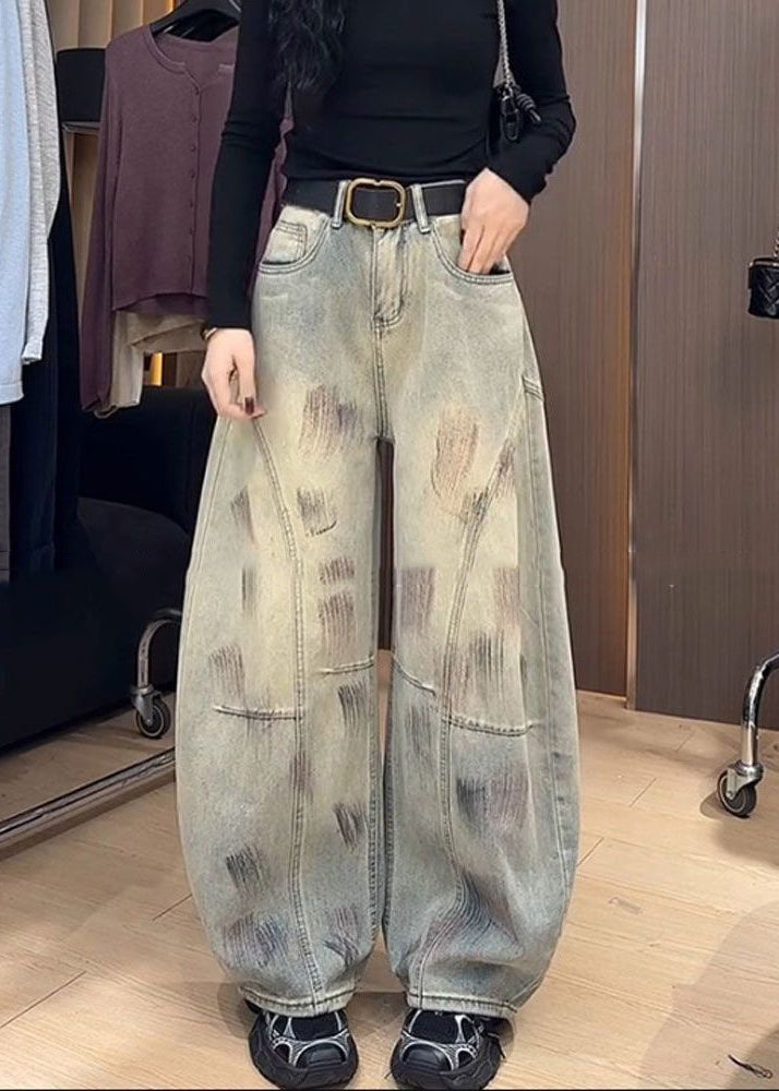 Amerikanischer Stil Spicy Girl Denim Wide Leg Pants Herbst