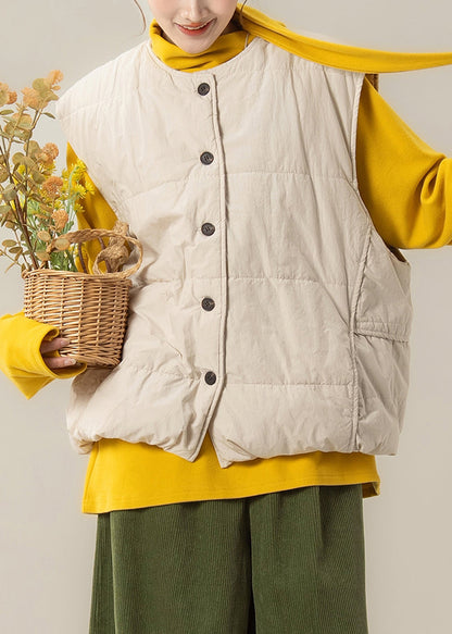 Aprikosenfarbene, geknöpfte, baumwollgefüllte Weste und gelbes T-Shirt, zweiteiliges Set mit Rundhalsausschnitt