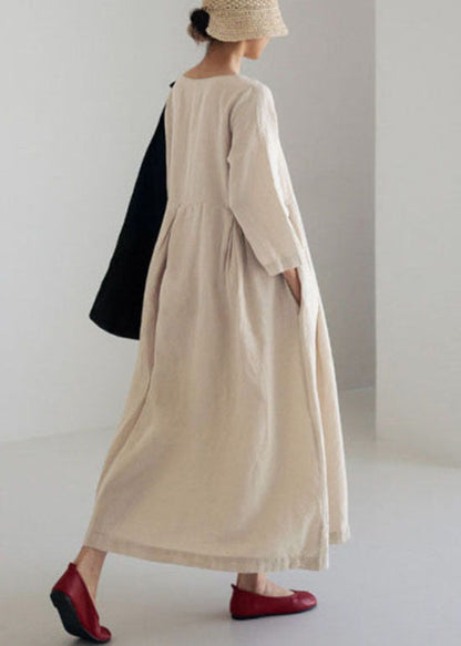 Apricot-Print1 Baumwolle Kleider Taschen Patchwork Frühling