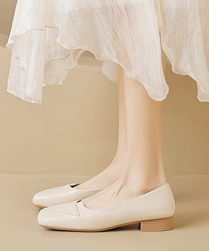 Apricot Faux Leather Splicing French Flat Shoes