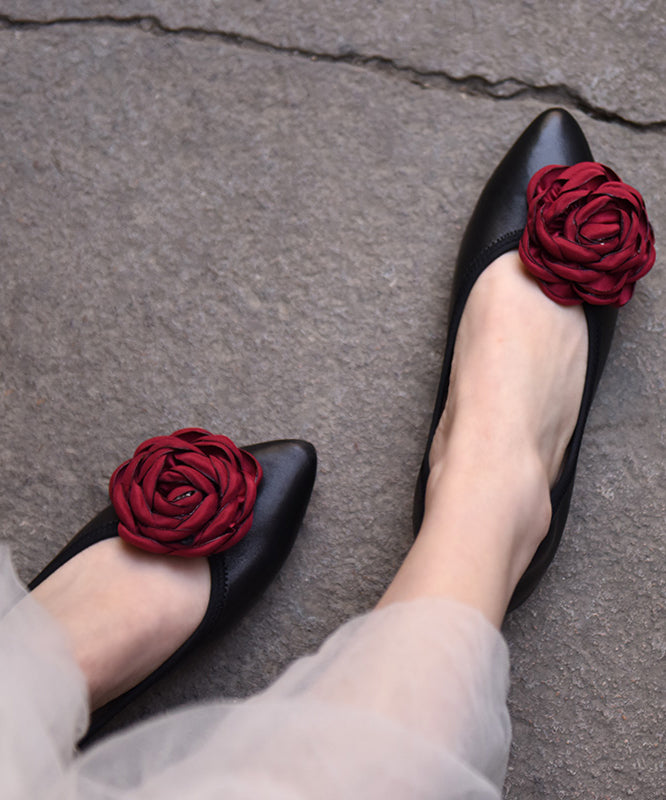 Apricot Flat Shoes For Women Splicing Floral Pointed Toe