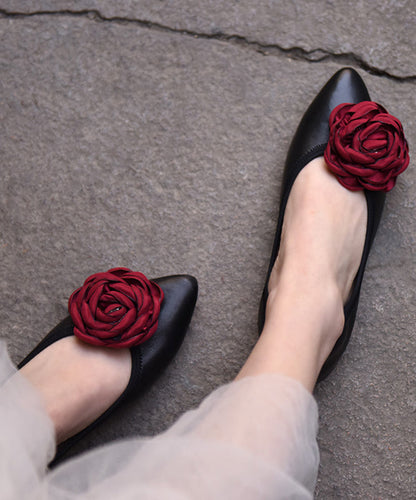 Apricot Flat Shoes For Women Splicing Floral Pointed Toe