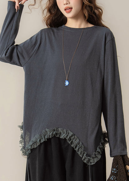 Conjunto de dos piezas con cuello redondo, abrigo con bolsillos color albaricoque y camiseta amarilla con patchwork esponjoso