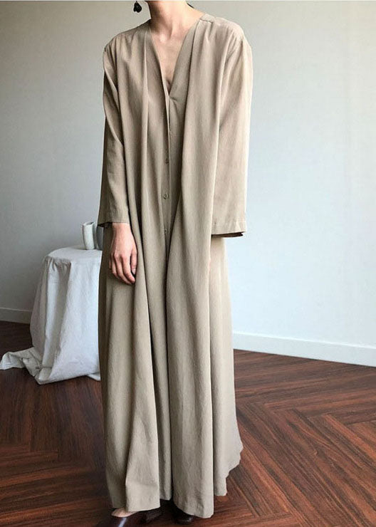 Apricot Taschen Baumwolle Partykleid Cinched Frühling