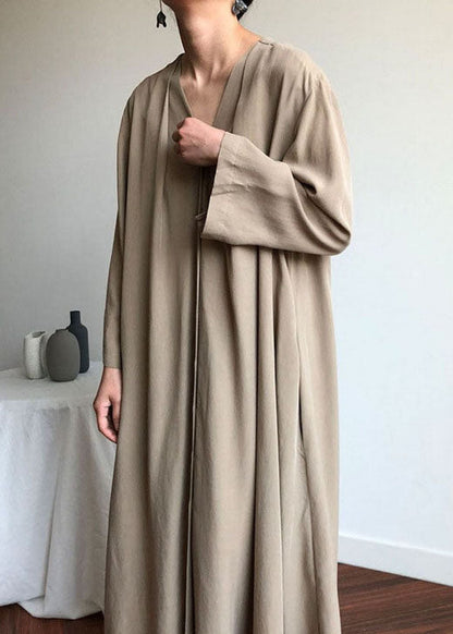 Apricot Taschen Baumwolle Partykleid Cinched Frühling