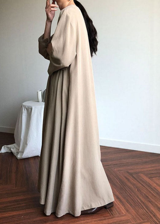 Apricot Taschen Baumwolle Partykleid Cinched Frühling