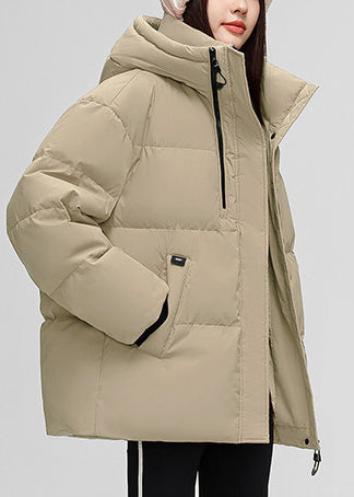 Apricot Thick Duck Down Puffer Coat Oversized Letter Winter