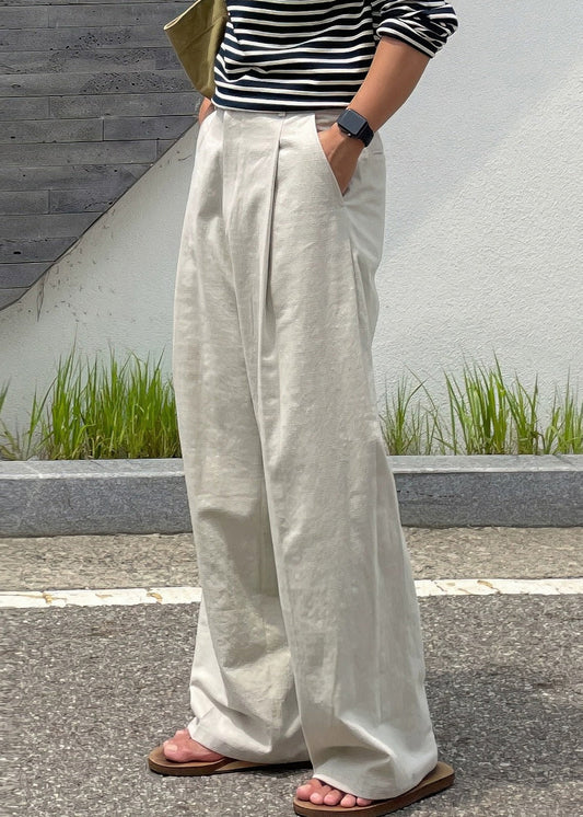 Art Apricot Pockets Solid Linen Mens Pants Summer