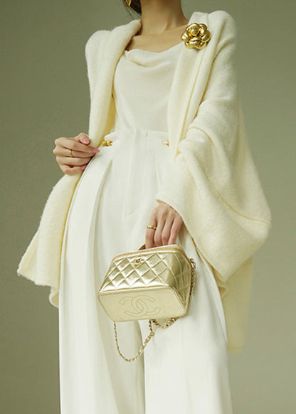Art Beige Asymmetrical Solid Woolen Coats Winter