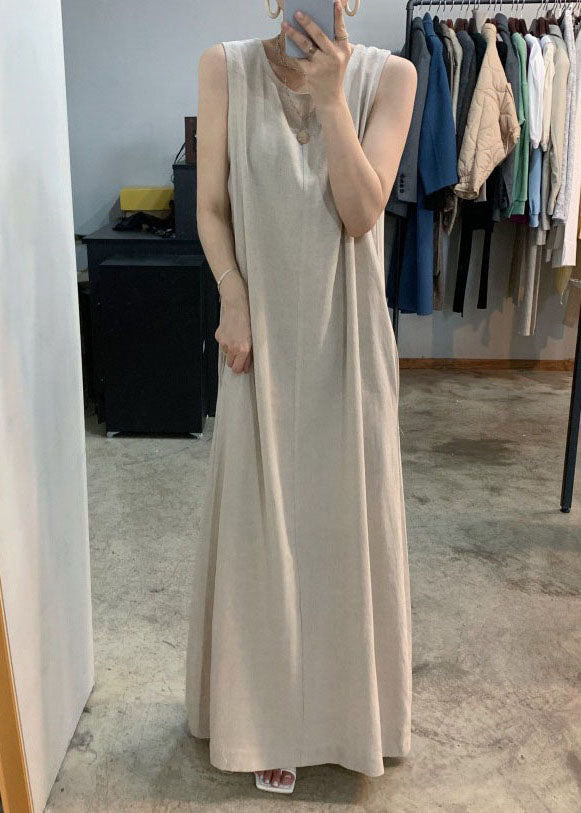 Art Black Backless cozy Cotton Dresses Sleeveless