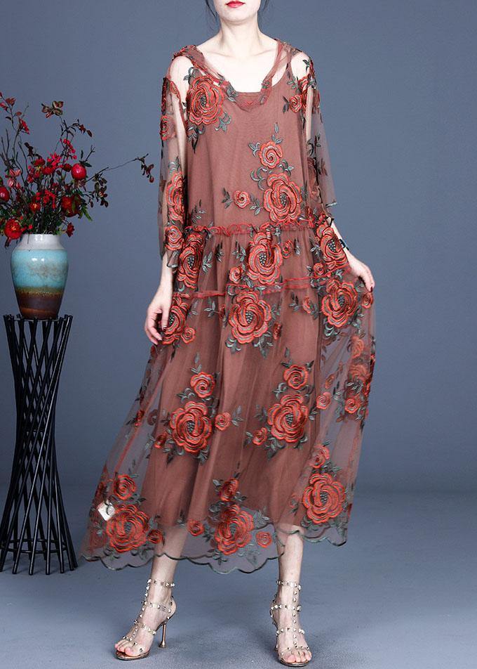 Art Black Embroideried Tulle hooded Two Pieces Set - SooLinen