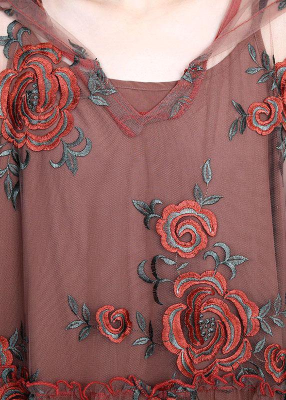 Art Black Embroideried Tulle hooded Two Pieces Set - SooLinen