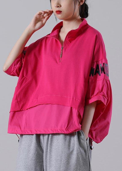 Art Black Graphic Patchwork Cotton Summer Blouse Top - SooLinen