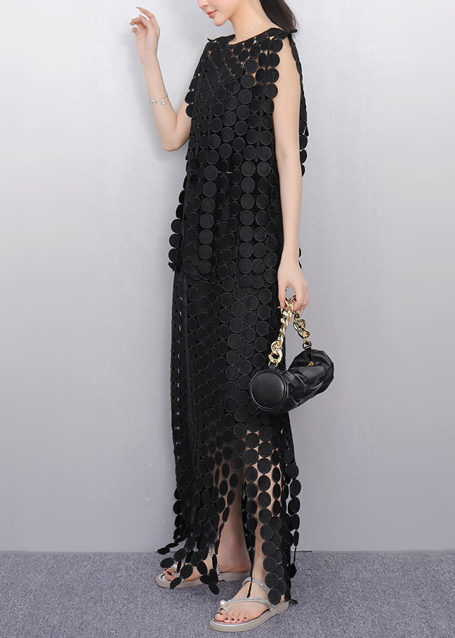 Art Black Oversized Side Open Two Piece Set Women Clothing Summer