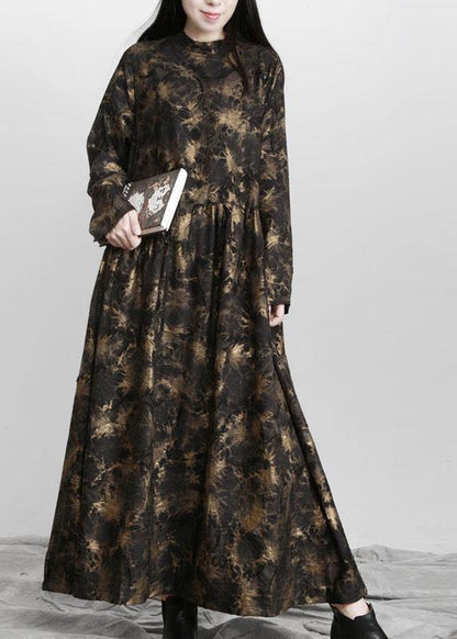 Art Black Print Asymmetrical Design Fall Vacation Dresses - SooLinen