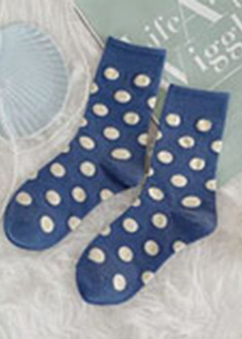 Art Crew-Socken aus Baumwolle mit blauen Punkten im Jacquard-Stil