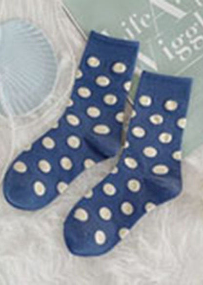 Art Crew-Socken aus Baumwolle mit blauen Punkten im Jacquard-Stil