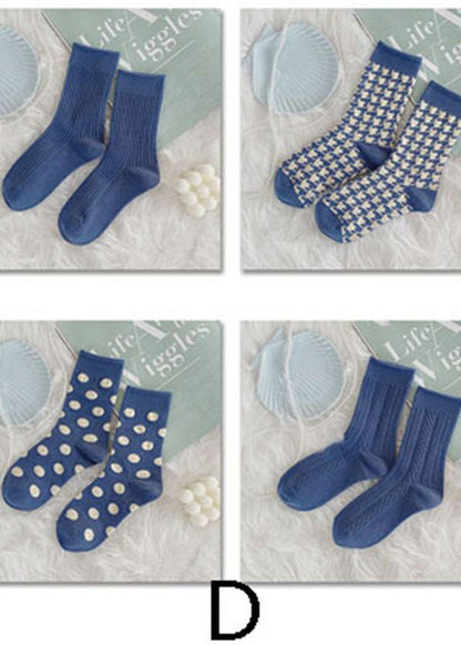 Art Crew-Socken aus Baumwolle mit blauen Punkten im Jacquard-Stil