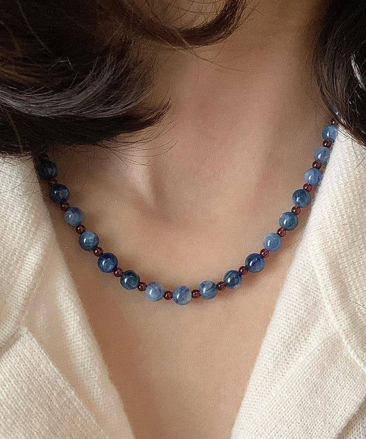 Art Blue Garnet Beaded Alloy Choker
