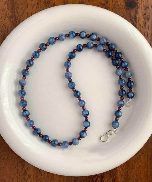 Art Blue Garnet Beaded Alloy Choker