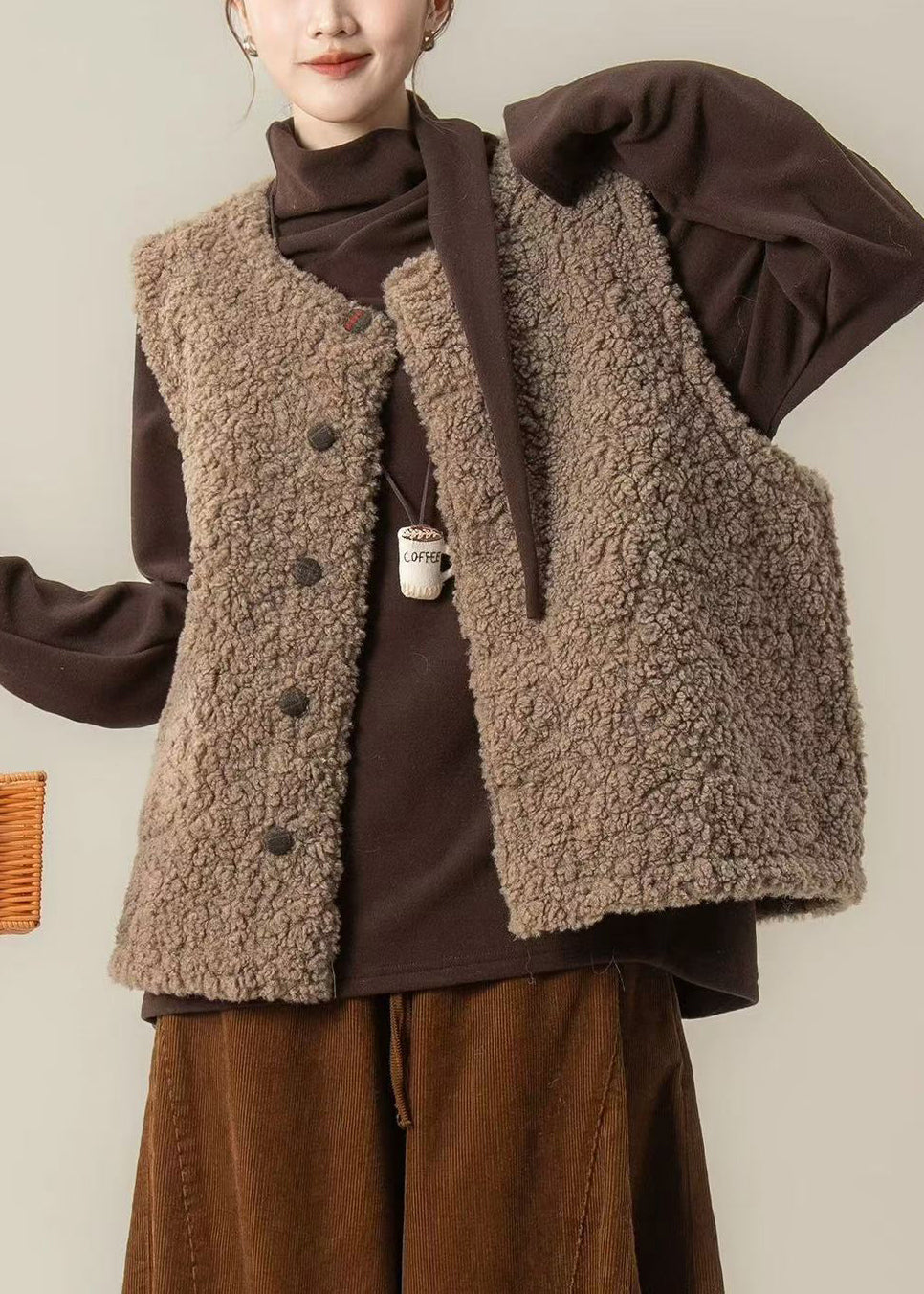 Chaqueta de invierno Art Brown Oversized Wear On Both Sides Teddy Vest