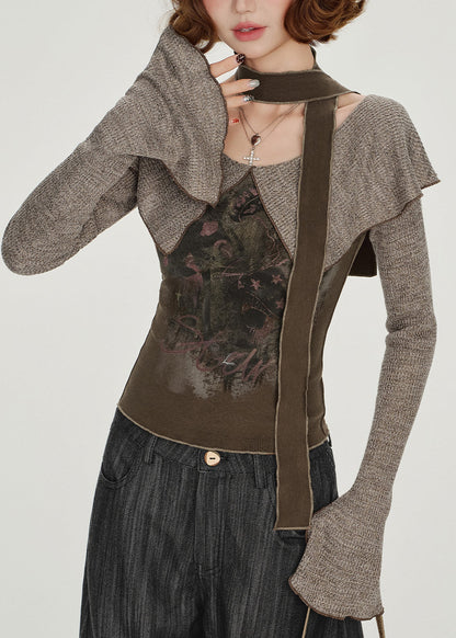 Art Brown Peter Pan Kragen Patchwork Baumwollhemd Frühling