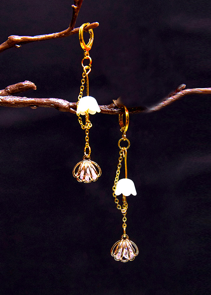 Art Bud Wrap Zirkon 14K Gold Quasten Tropfen Ohrringe