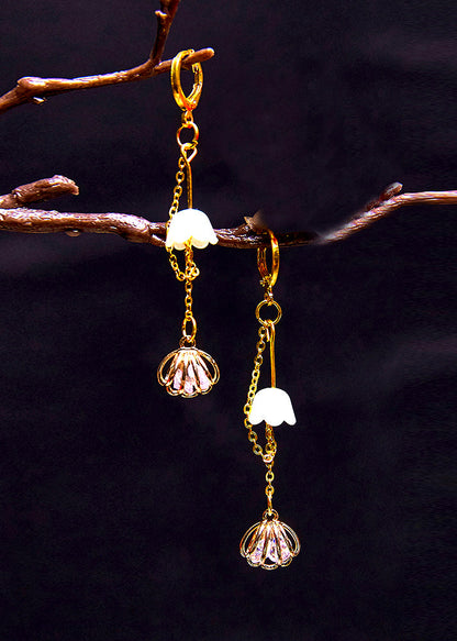 Art Bud Wrap Zirkon 14K Gold Quasten Tropfen Ohrringe