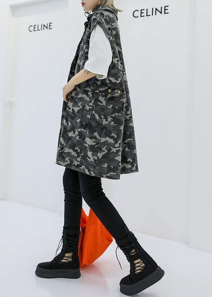 Art Camouflage cotton tunics for women wild Plus Size Clothing fall tops - SooLinen