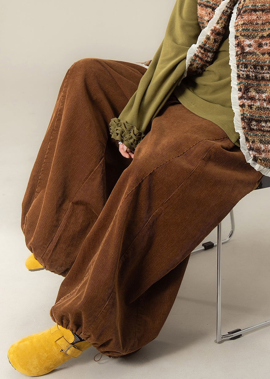 Art Caramel High Wais Patchwork Lantern Pants Fall