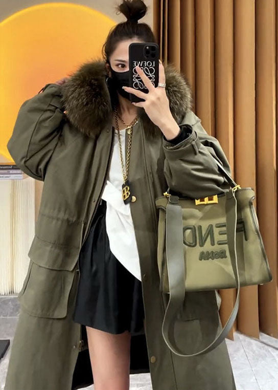 Art Caramel Kunstpelzkragen Kordelzugtaschen Damen Parka Winter