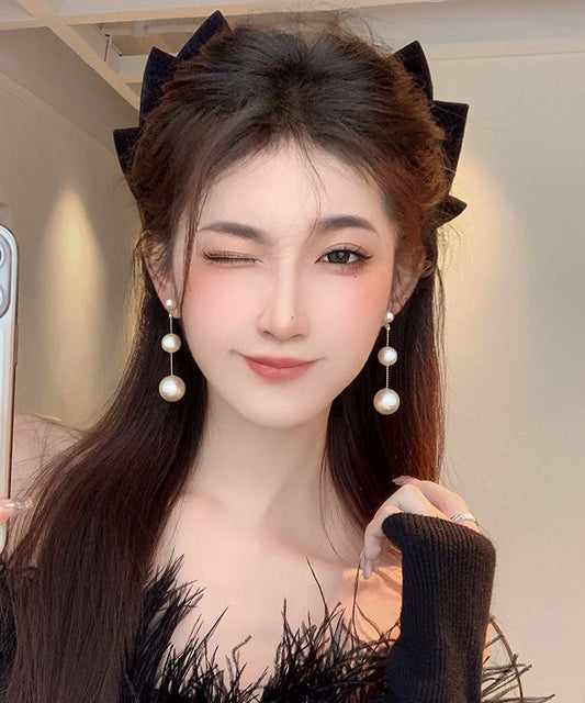 Pendientes colgantes de perlas de aleación de champán Art