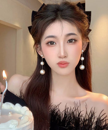 Pendientes colgantes de perlas de aleación de champán Art