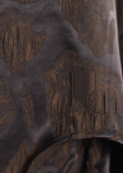 Art Chocolate Jacquard Side Open Silk 2 Piece Outfit Spring