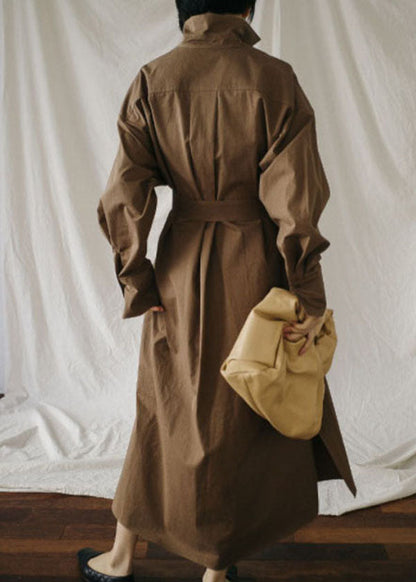 Art Chocolate Peter Pan Kragen Taschen Baumwollhemden Kleid Frühling