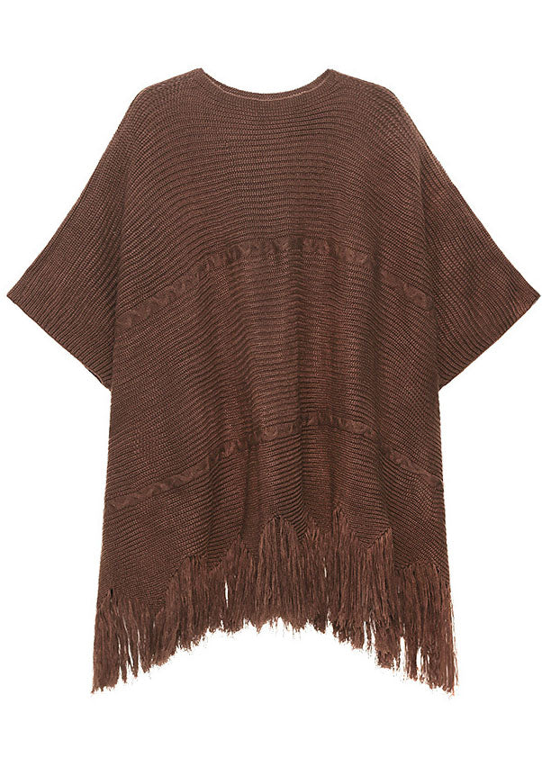 Art Chocolate – Lockeres Strickkleid mit asymmetrischem Troddeldesign