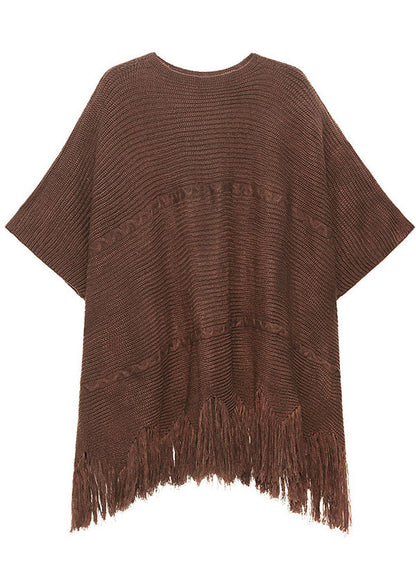 Art Chocolate – Lockeres Strickkleid mit asymmetrischem Troddeldesign