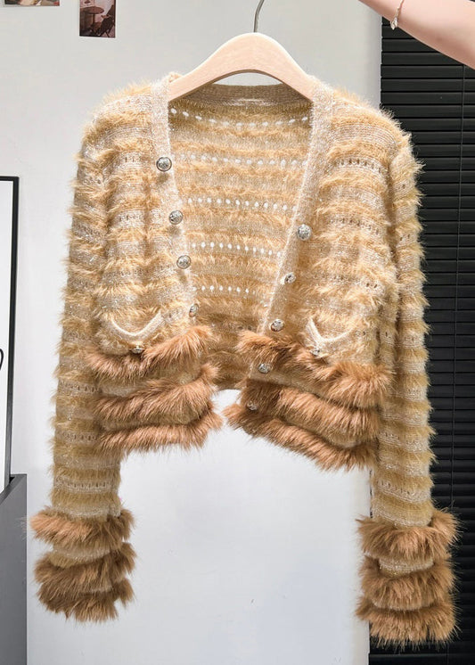 Kunst Kaffee Knopf Fuchsfell Patchwork Strickmäntel Winter