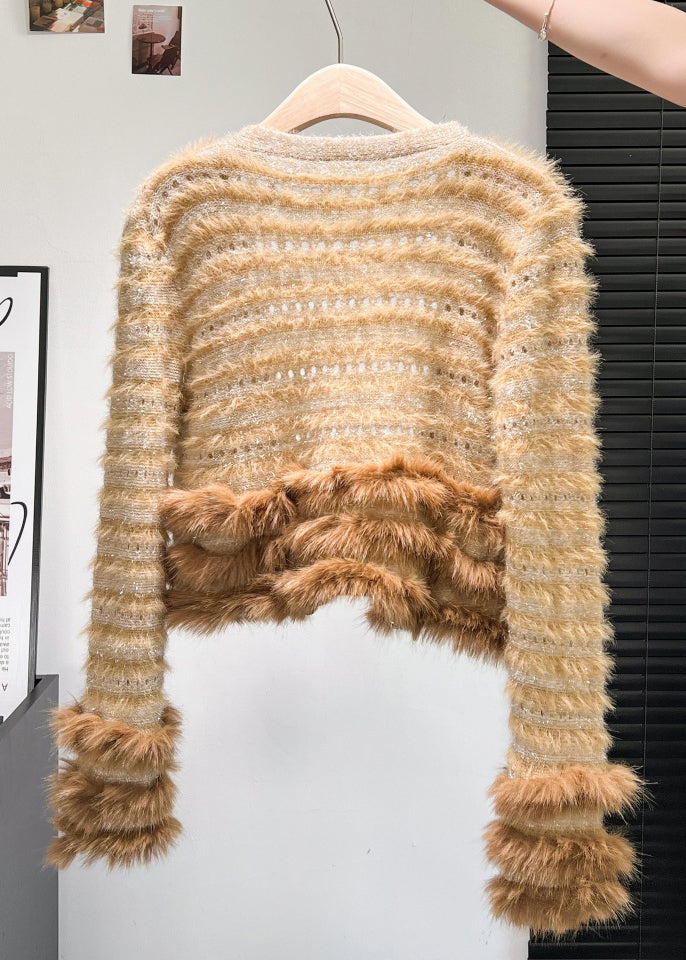 Kunst Kaffee Knopf Fuchsfell Patchwork Strickmäntel Winter