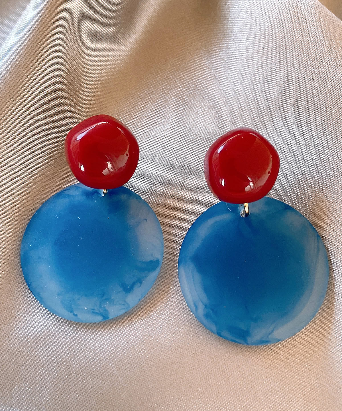 Pendientes redondos de ágata de aleación con bloques de color artísticos