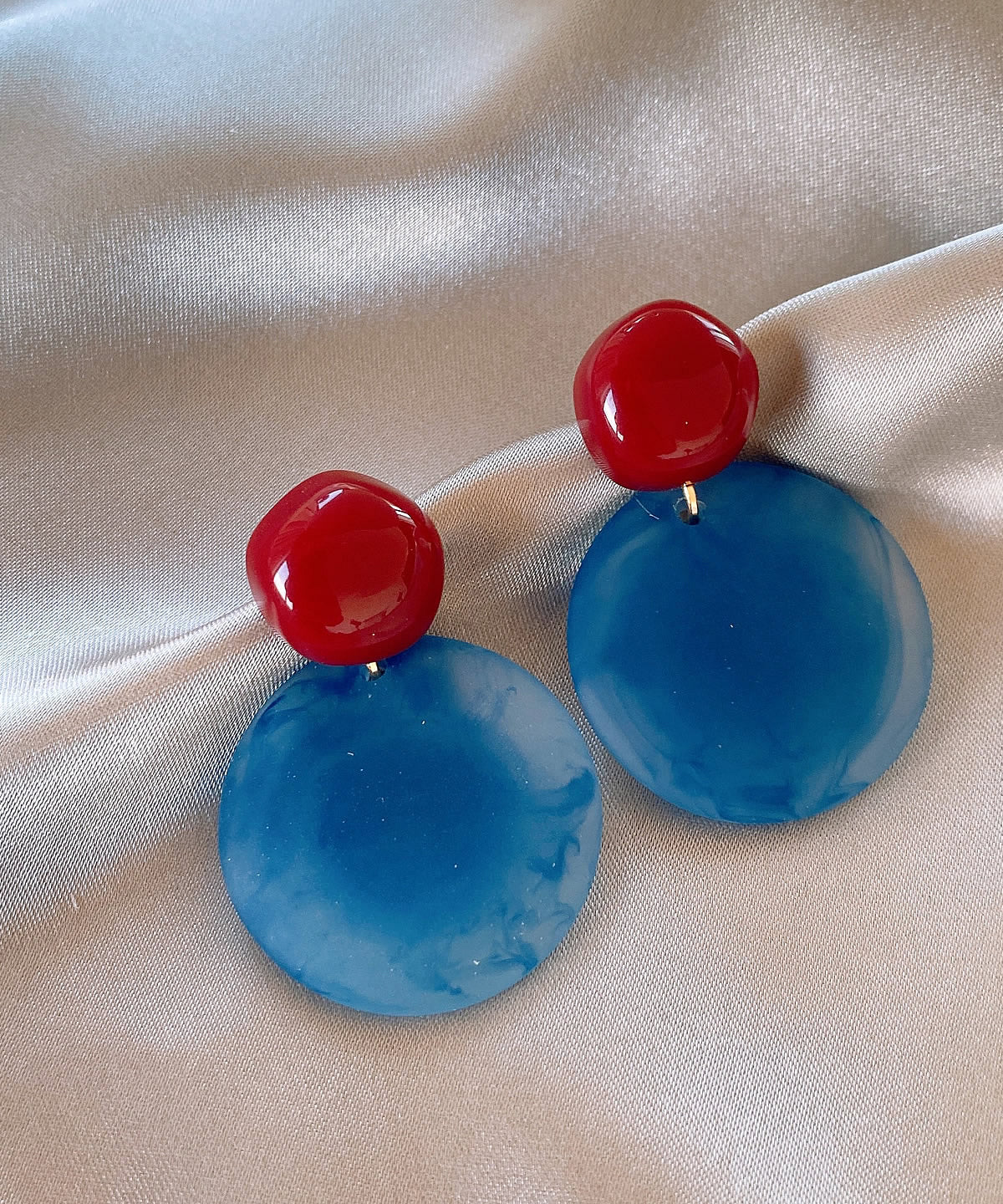 Pendientes redondos de ágata de aleación con bloques de color artísticos