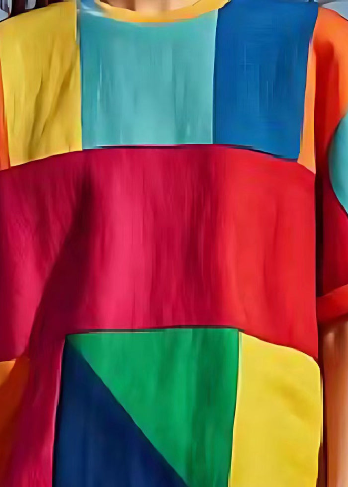 Art Colorblock Asymmetrische Patchwork Leinen Tank Tops Sommer