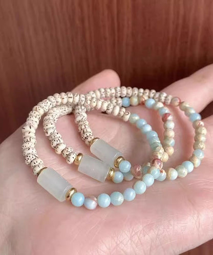 Pulsera de jade con patchwork de piedras preciosas y bloques de colores artísticos