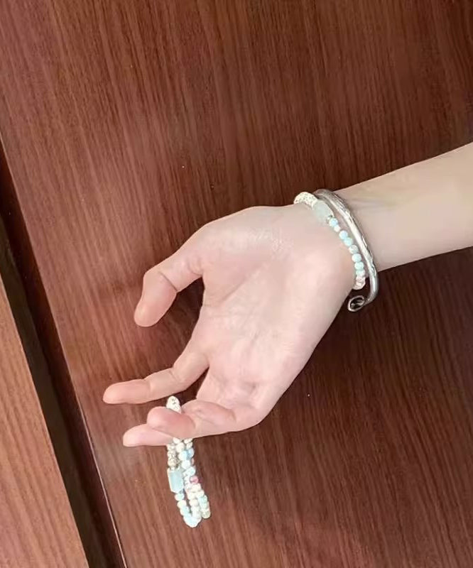 Pulsera de jade con patchwork de piedras preciosas y bloques de colores artísticos