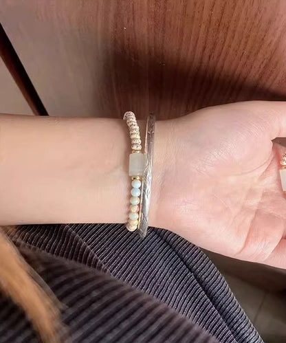 Pulsera de jade con patchwork de piedras preciosas y bloques de colores artísticos