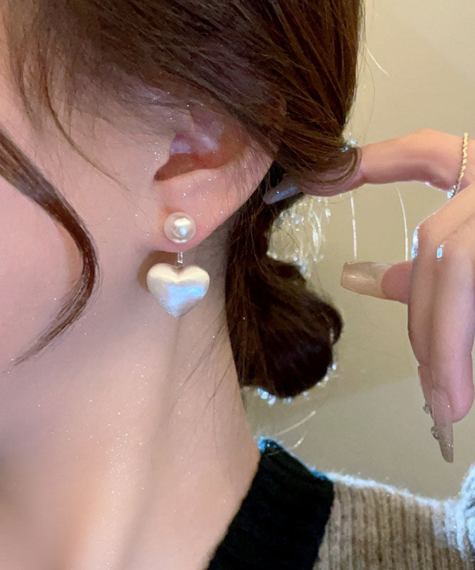 Pendientes de botón con perla de amor de aleación de oro artístico